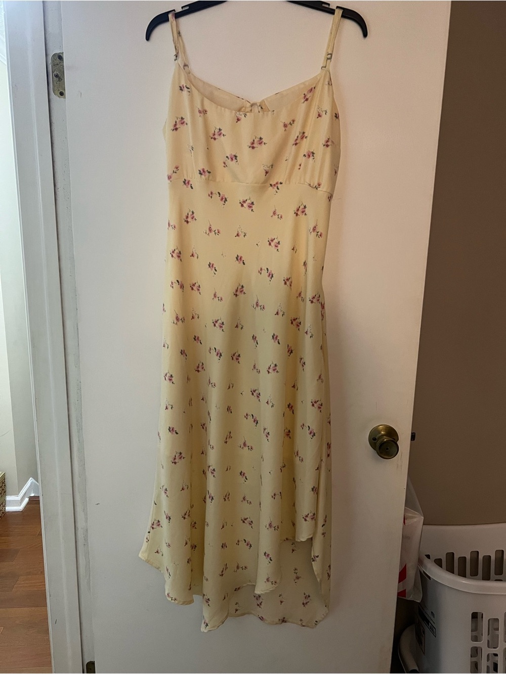 Hollister Pale Yellow Floral High-Low Slip Dress